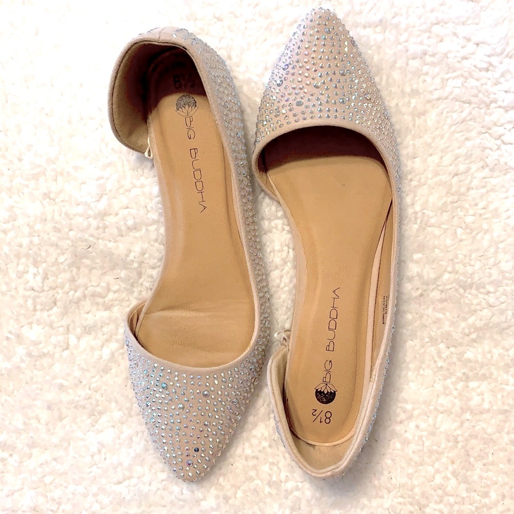 Nude Iridescent Flats.